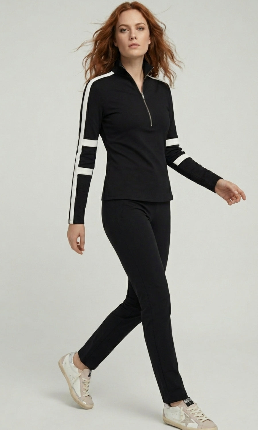 Stacey Sport Striped Zip-Up Top