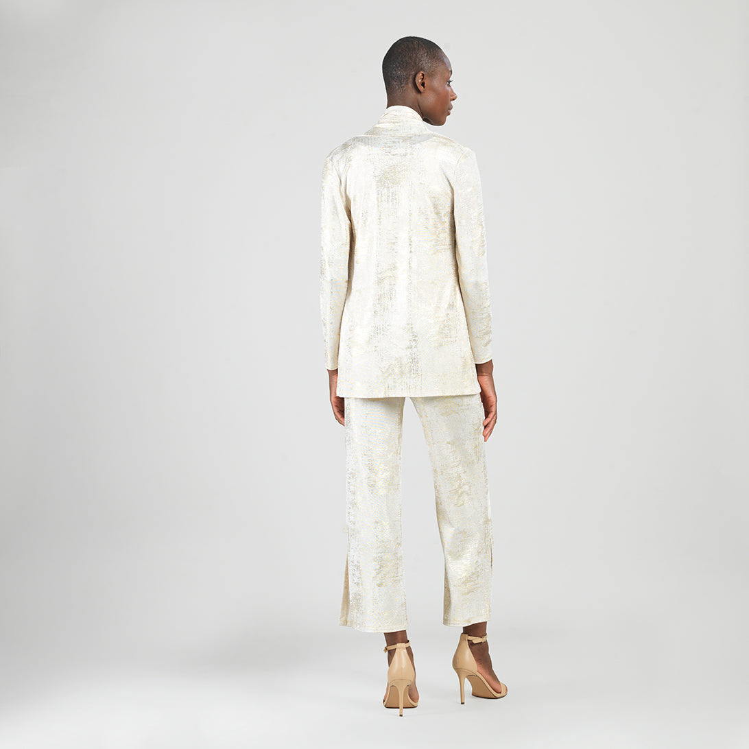 Foil Sheen - Drape Tunic Cardigan - Champagne