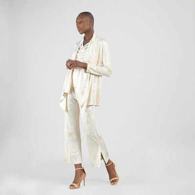 Foil Sheen - Drape Tunic Cardigan - Champagne