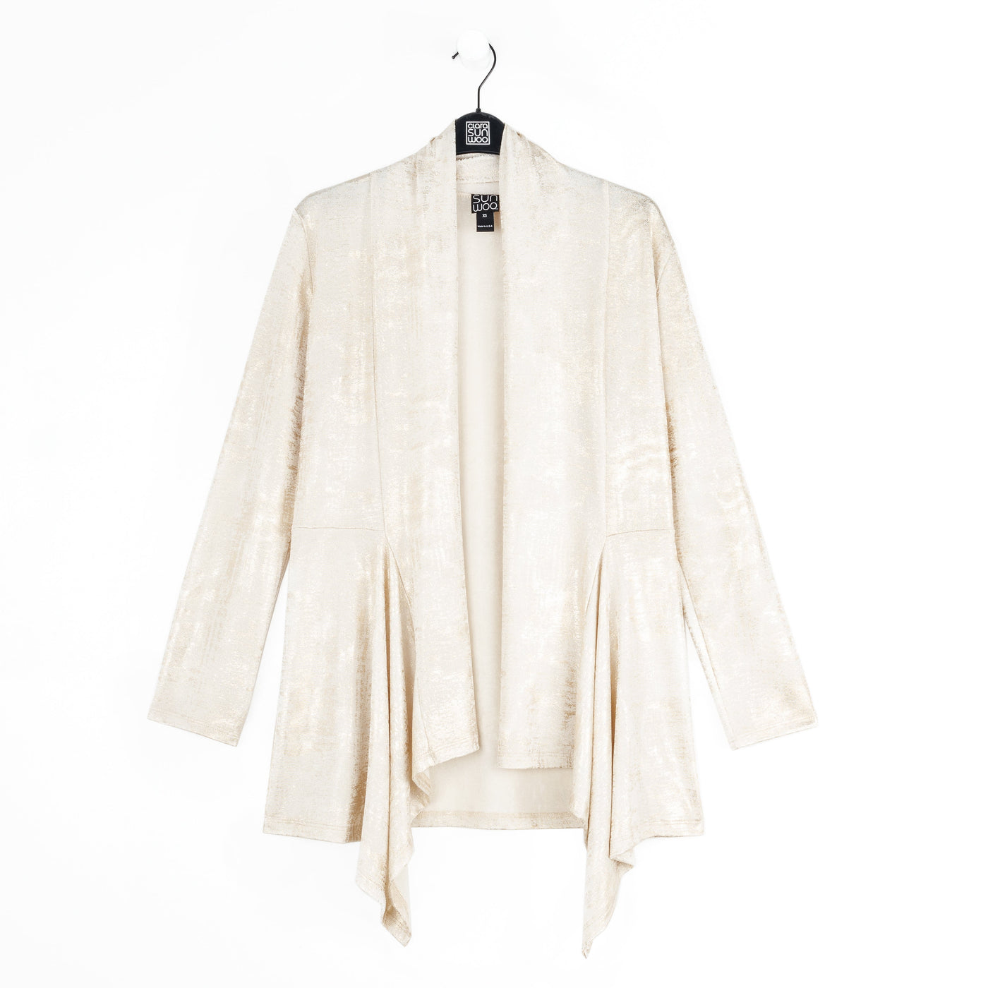 Foil Sheen - Drape Tunic Cardigan - Champagne