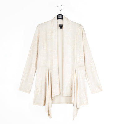 Foil Sheen - Drape Tunic Cardigan - Champagne