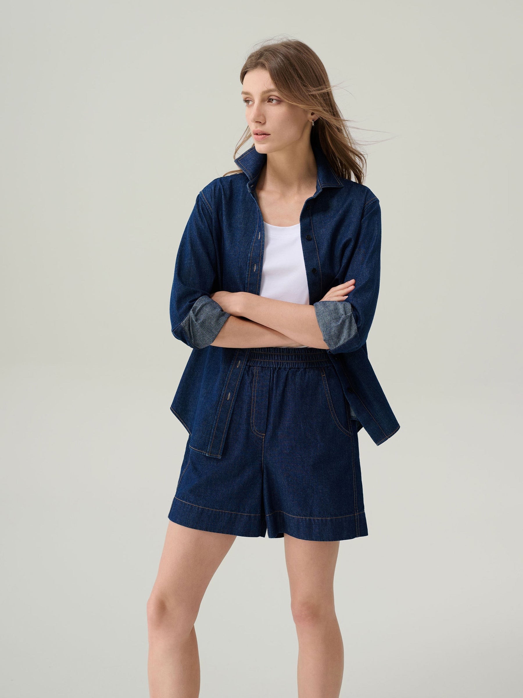 Daphne Dark Denim Button Down Top