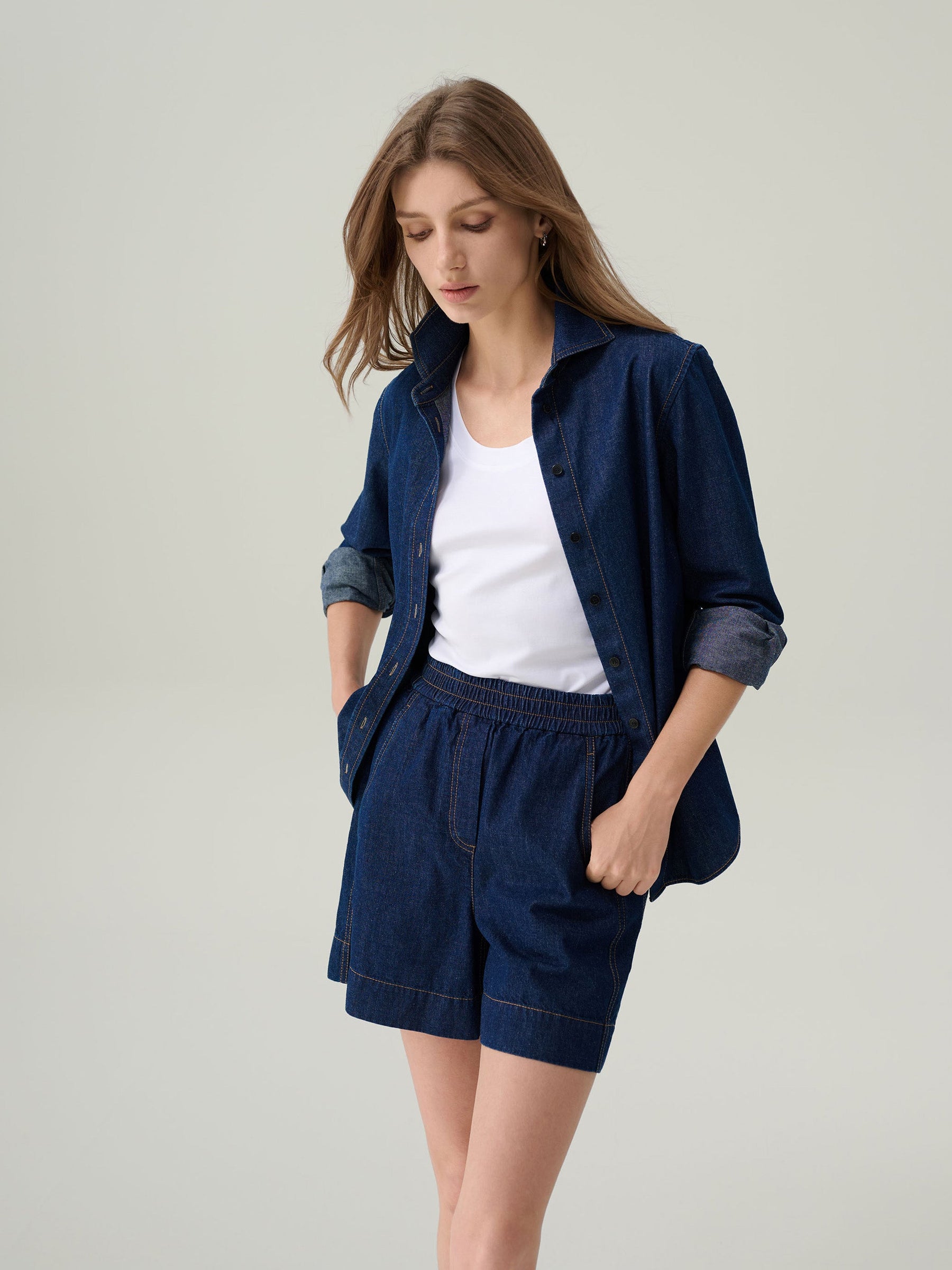Daphne Dark Denim Button Down Top