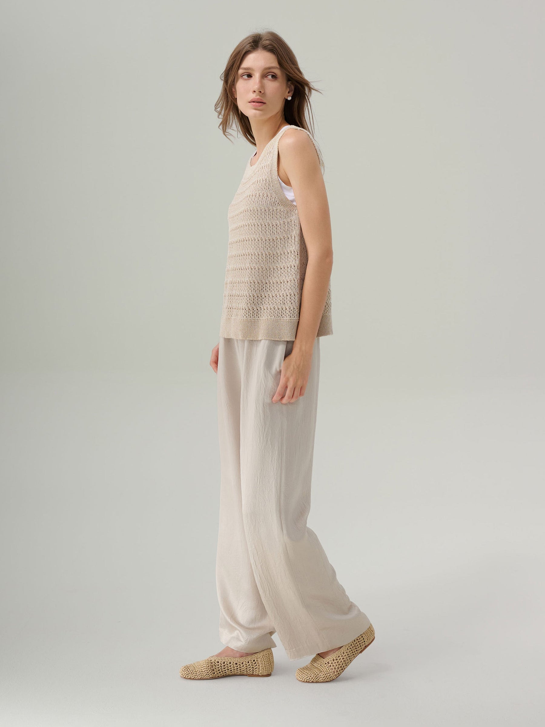 Miri Crinkle Satin Wide Leg Pant