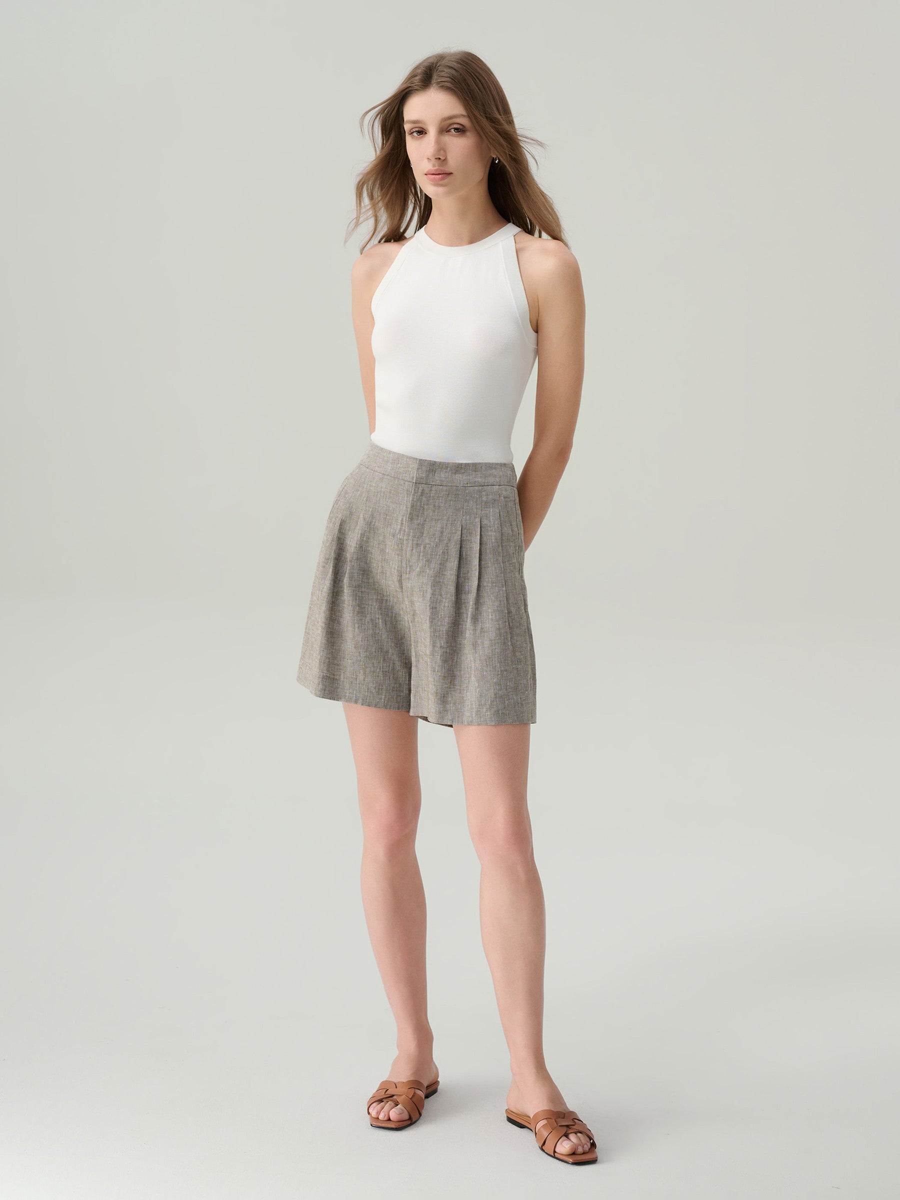 Penelope High Waisted Linen Shorts
