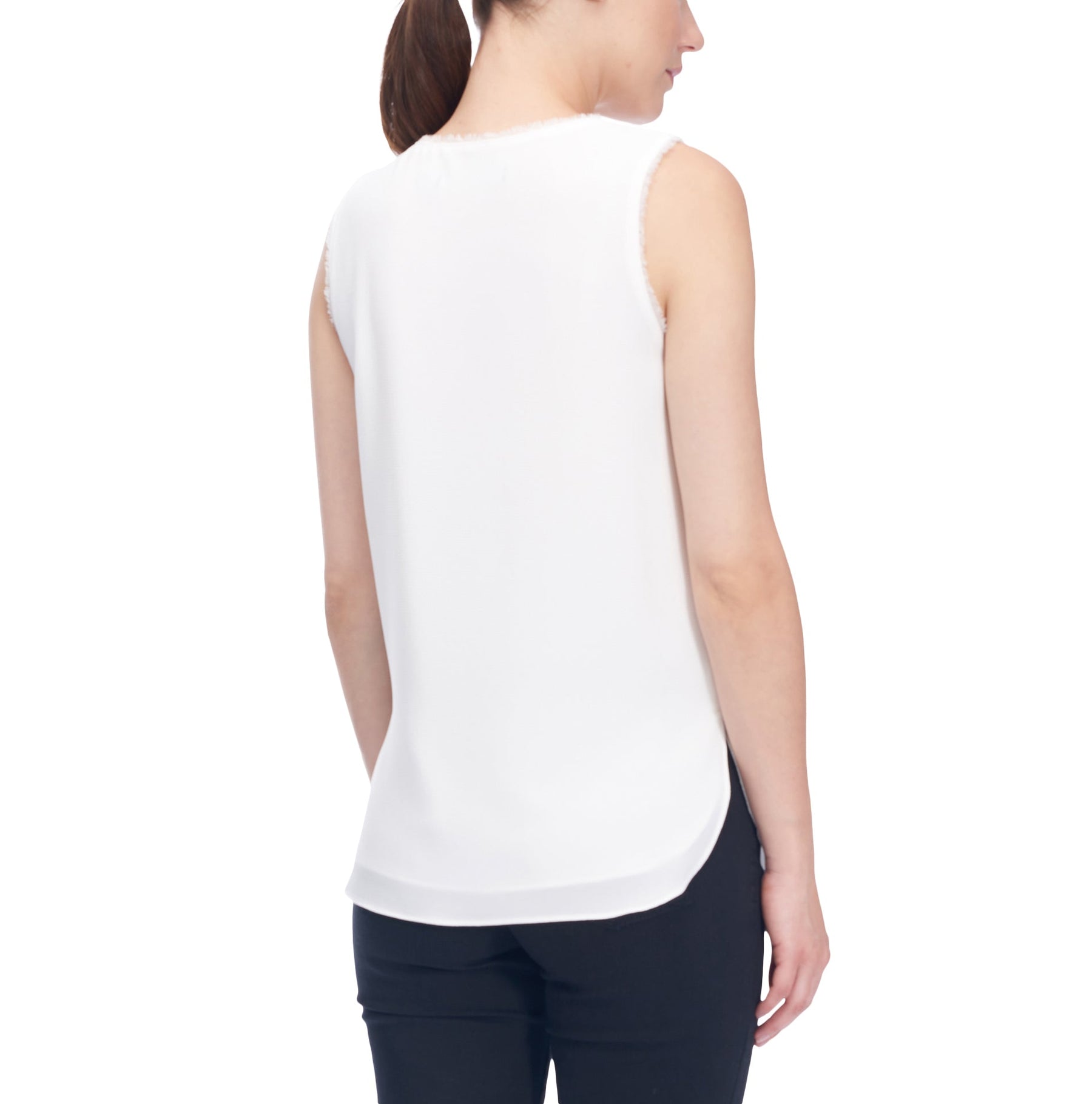 Soft Crinkle Sleeveless Top Wth Chiffon Detail