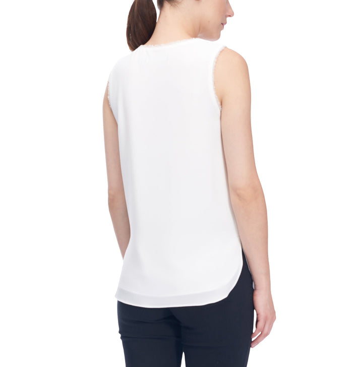Soft Crinkle Sleeveless Top Wth Chiffon Detail