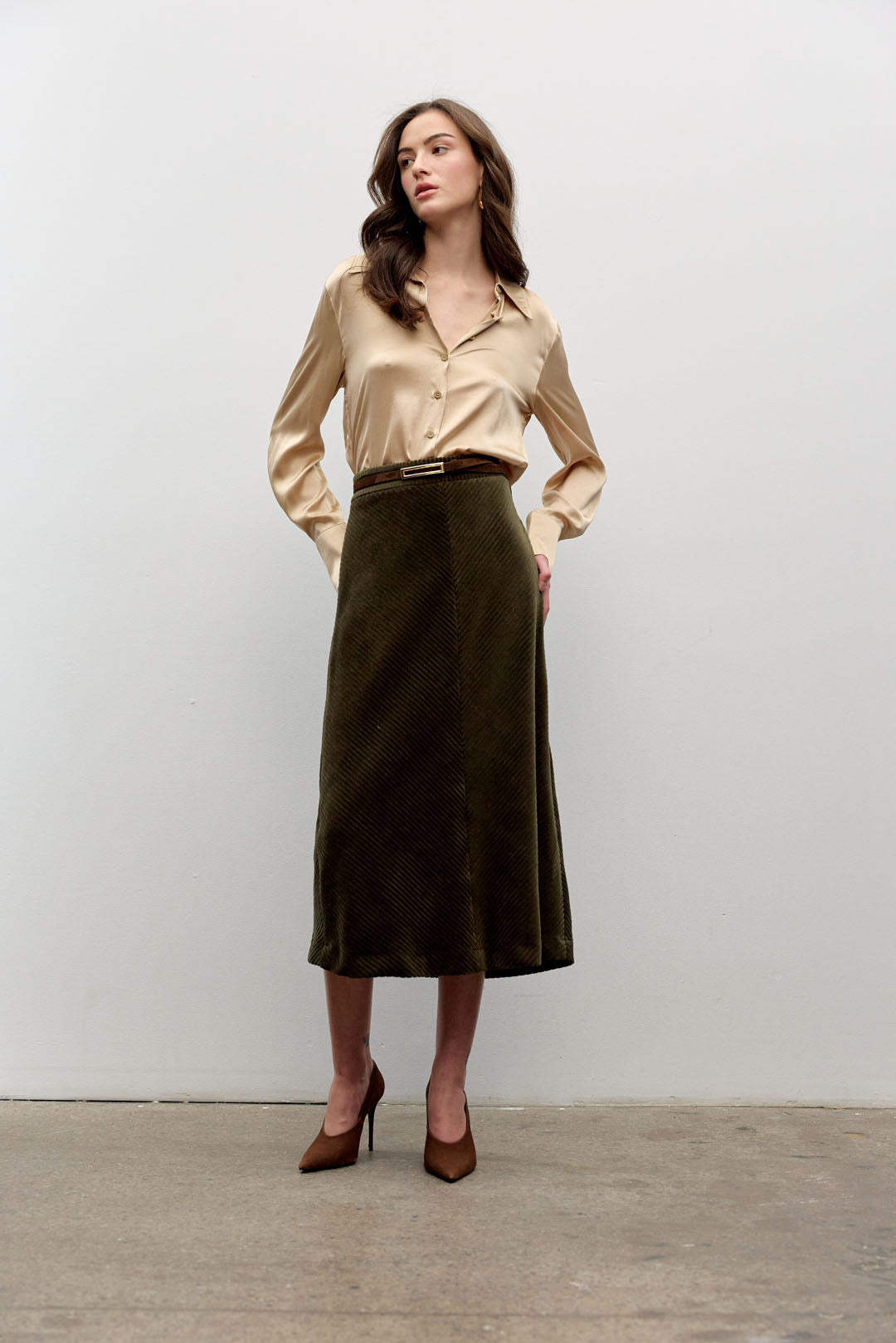 Corduroy A-line skirt