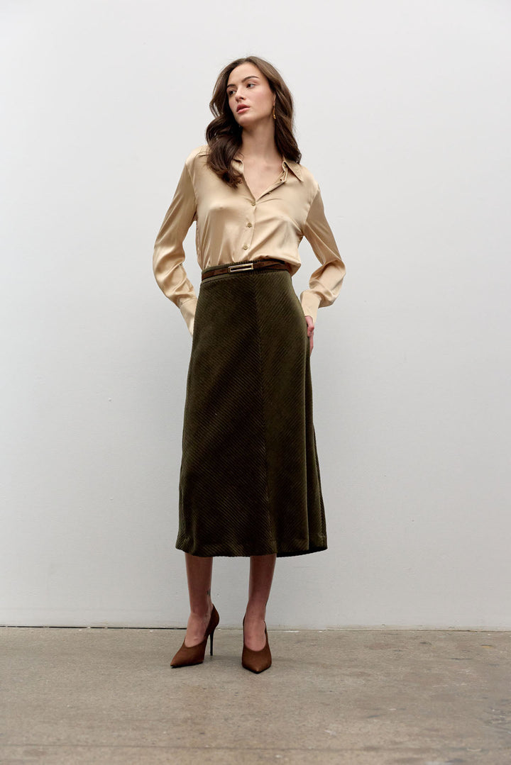 Corduroy A-line skirt