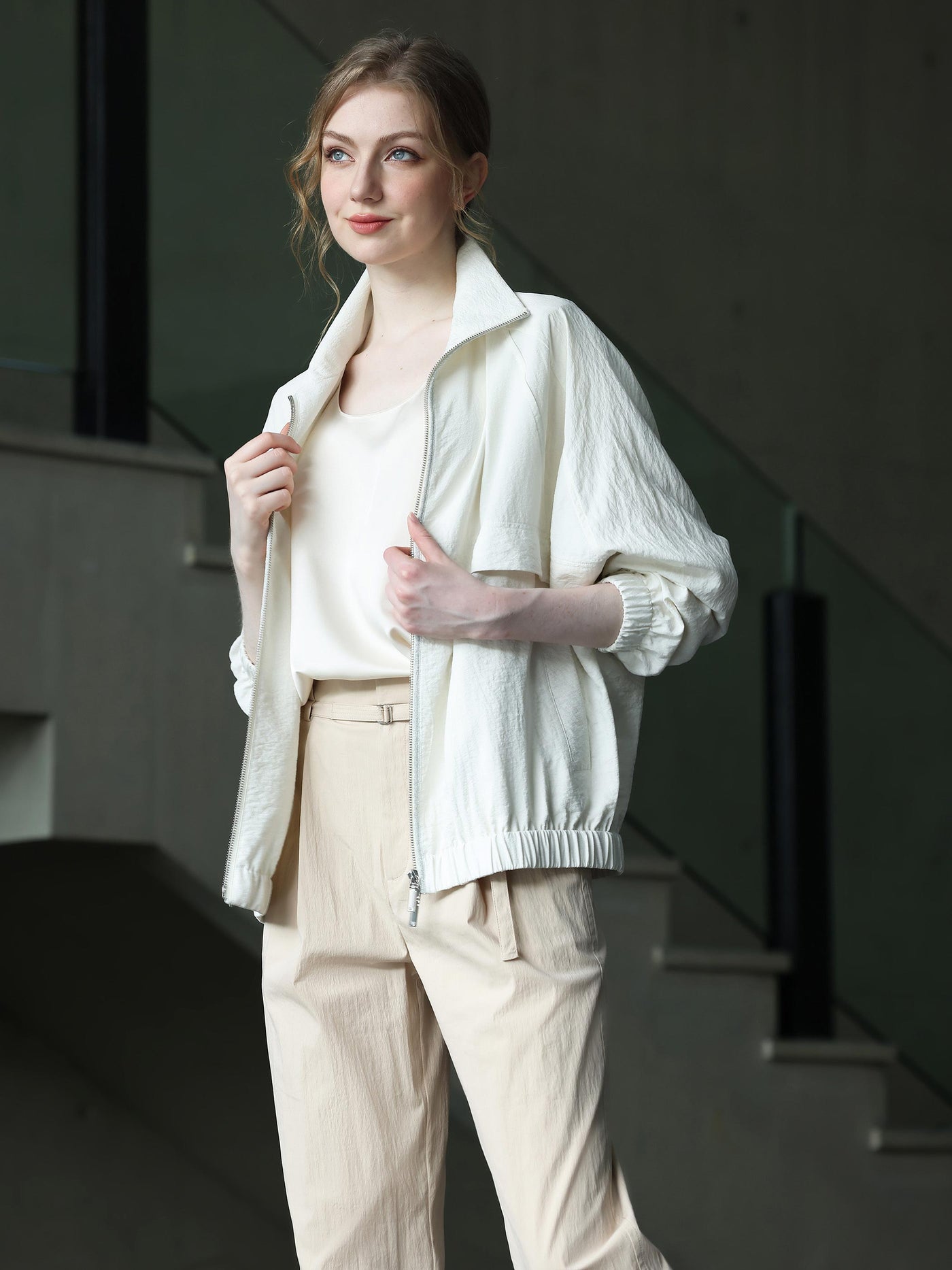 LONG SLEEVE OPEN NECK BLOUSE