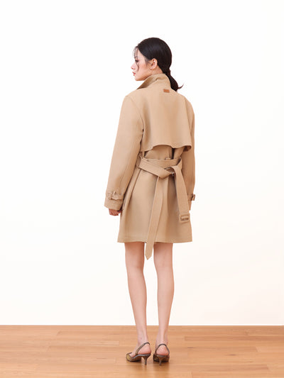 COTTON TWILL TRENCH COAT WITH HARDWARE TRIM