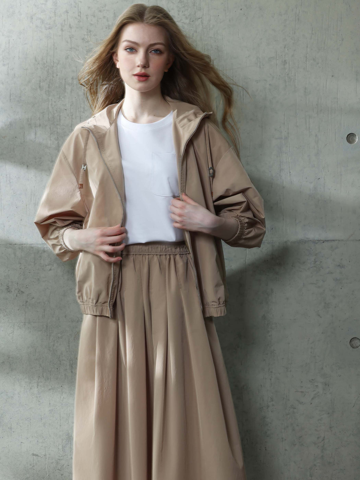 Relaxed Dropped Shoulder Bomber Jacket W/ Hood