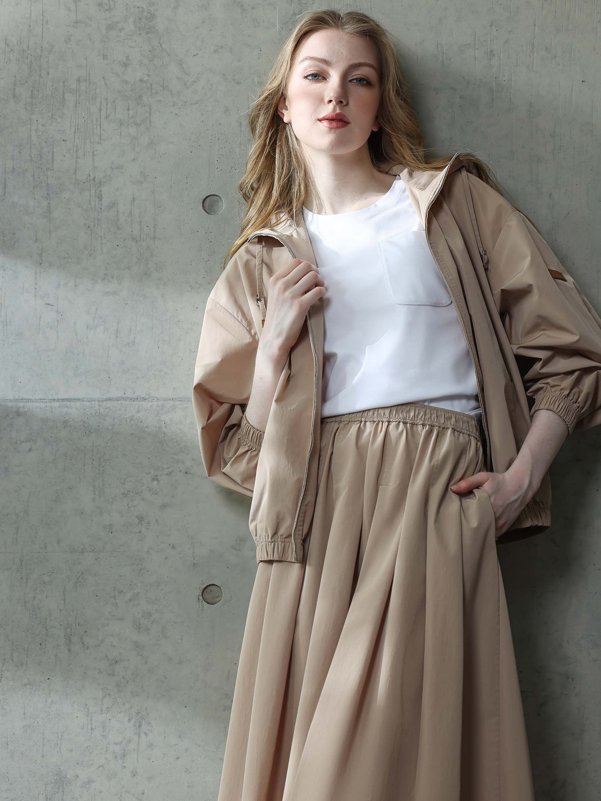 Relaxed Dropped Shoulder Bomber Jacket W/ Hood