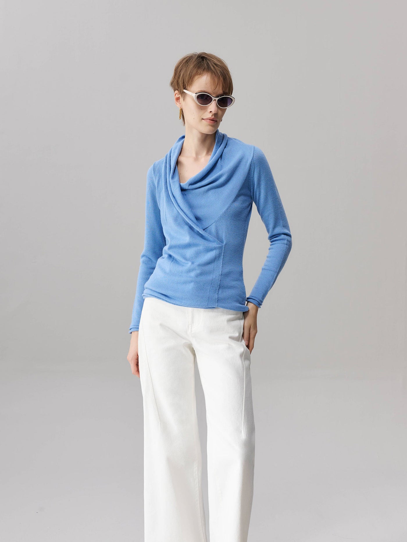 Lisa Drape Neck Wool Knit