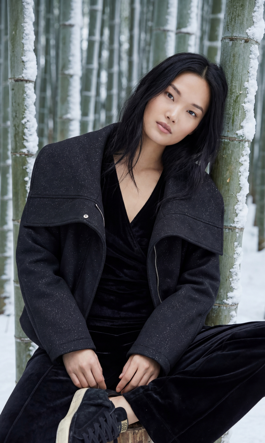 Casey Crop Jacket in Black Glitter