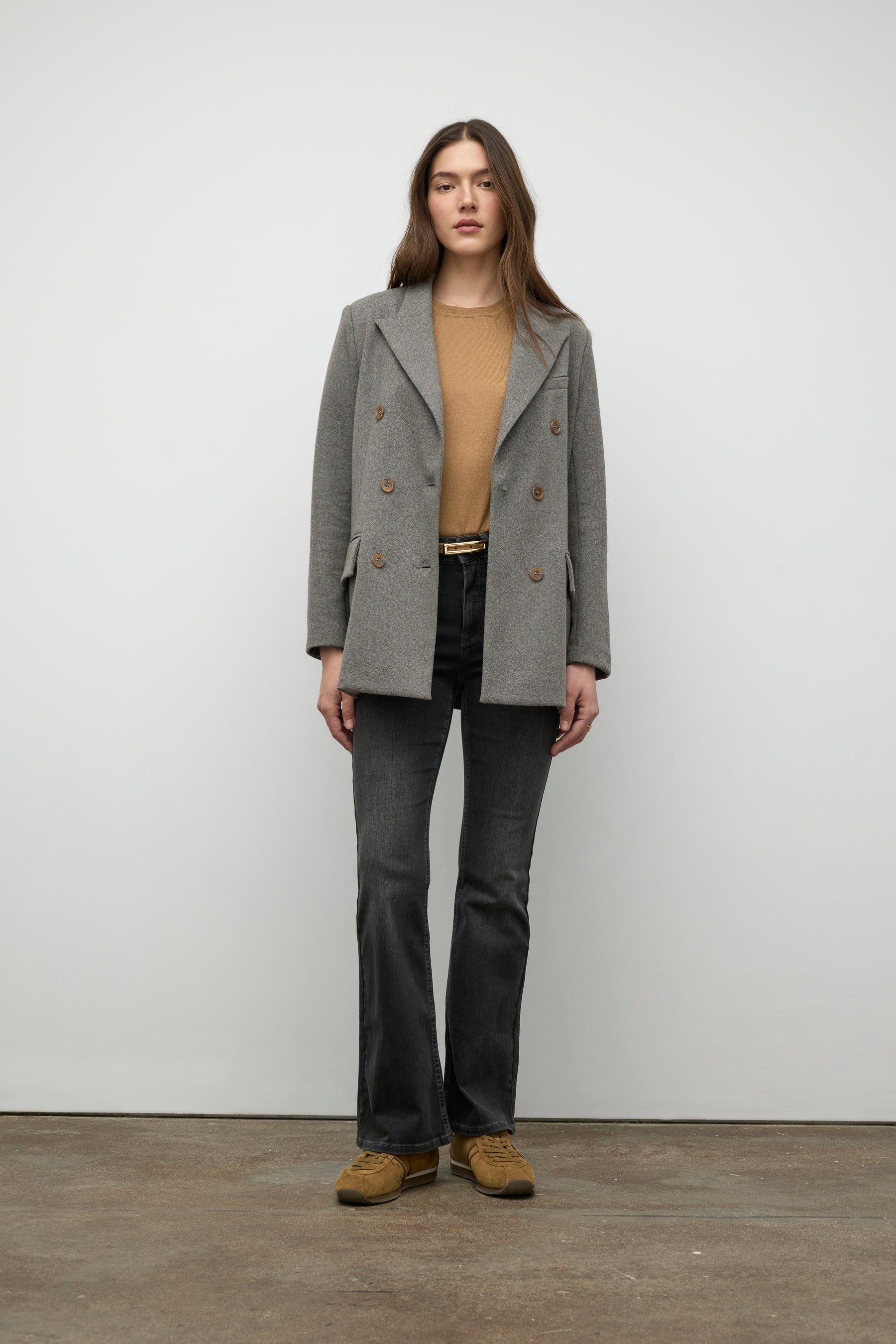 Knit jersey double breast jacket