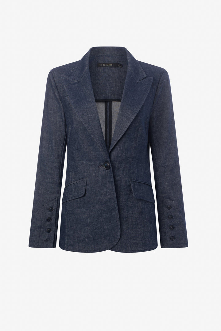 Denim jacket with bell sleeves