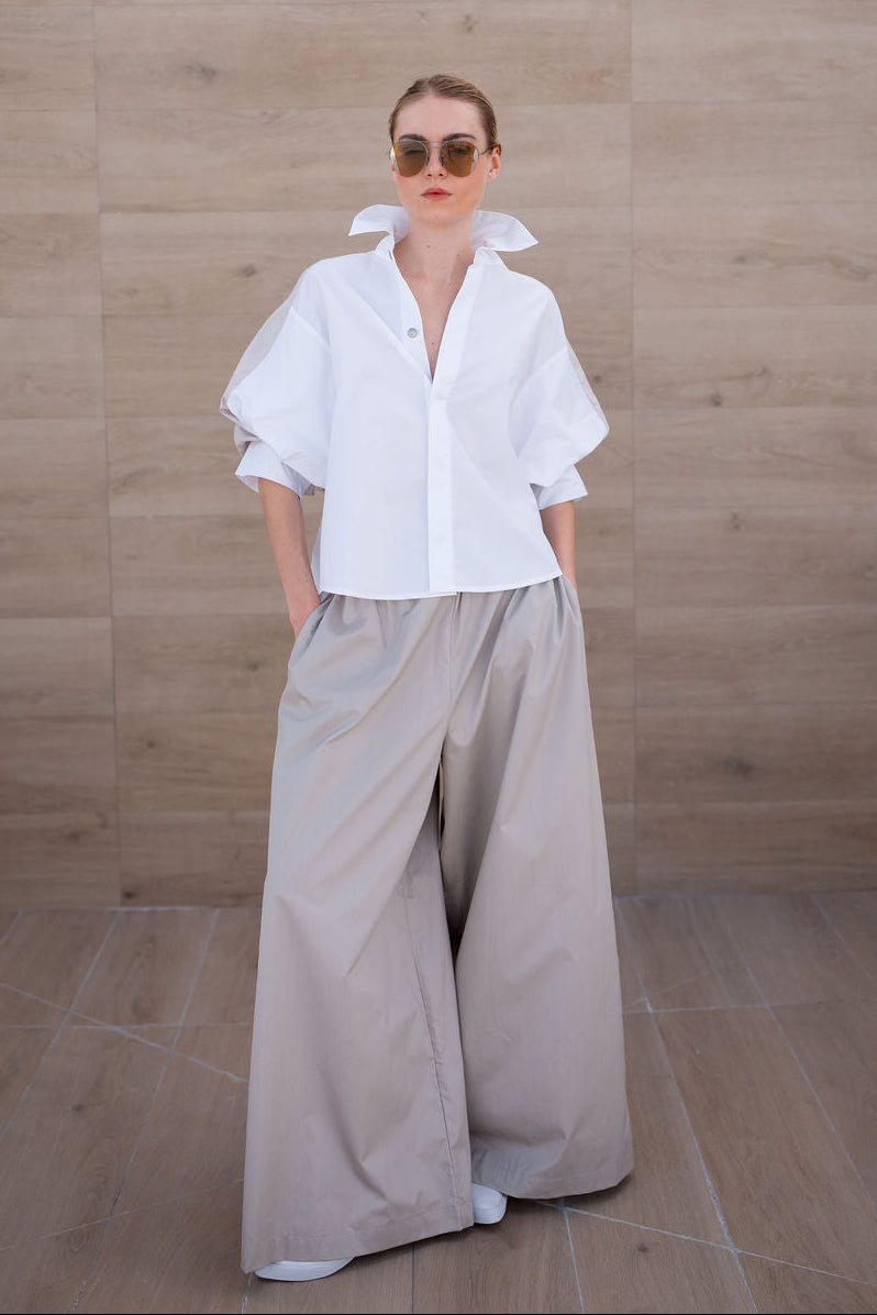 Cotton Balloon Sleeve Shirt