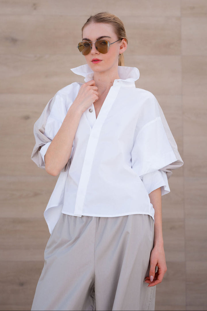 Cotton Balloon Sleeve Shirt