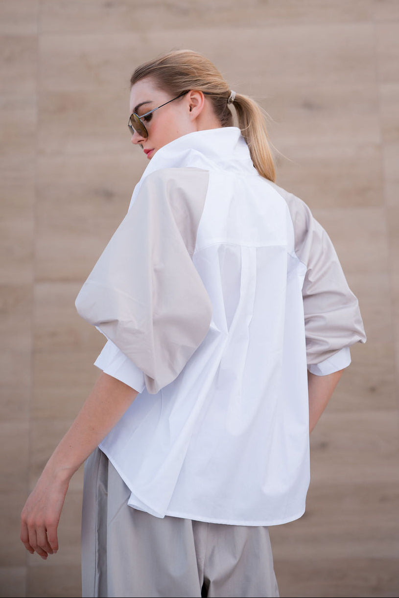 Cotton Balloon Sleeve Shirt