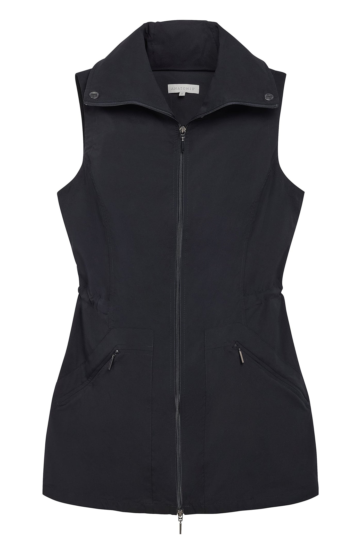 The Best Travel Vest. Flat Lay of a Delaney Travel Vest in Black