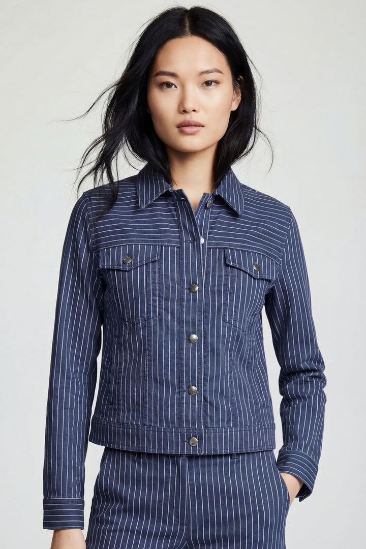 Delilah Striped Ultralight Trucker Jacket