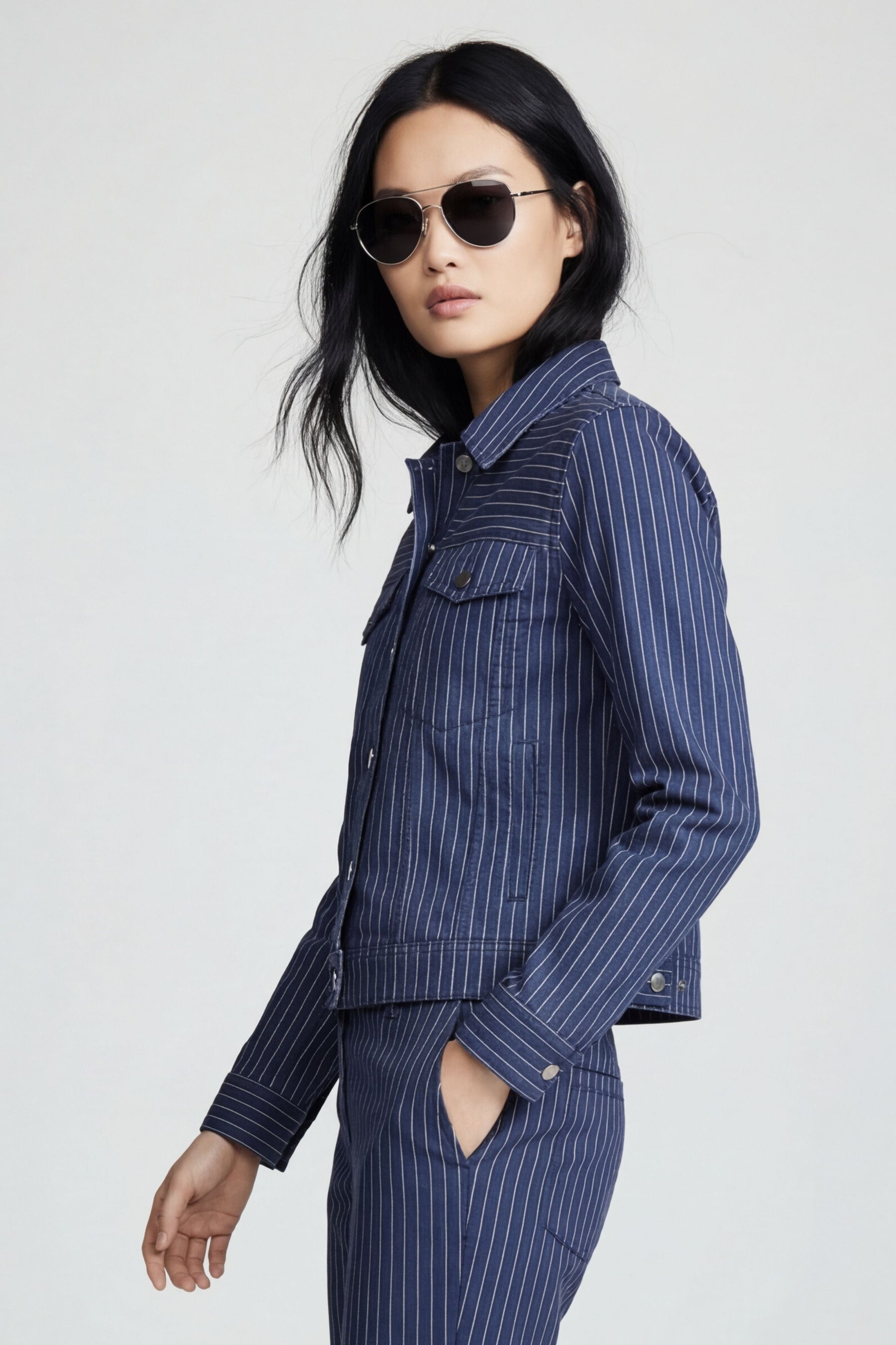 Delilah Striped Ultralight Trucker Jacket