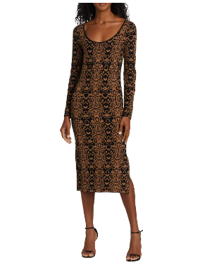 ANIMAL JACQUARD SLIM DRESS