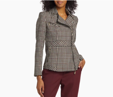 THE NATALYIA HOUNDSTOOTH MOTO JACKET