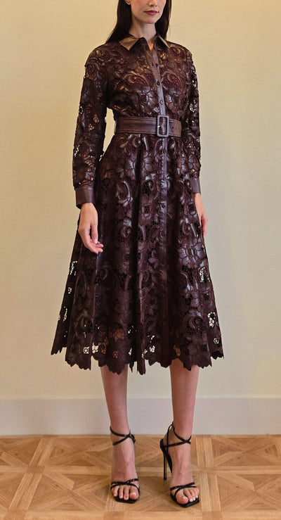 THE CHAYENNE VEGAN LEATHER LACE DRESS - ETR54330