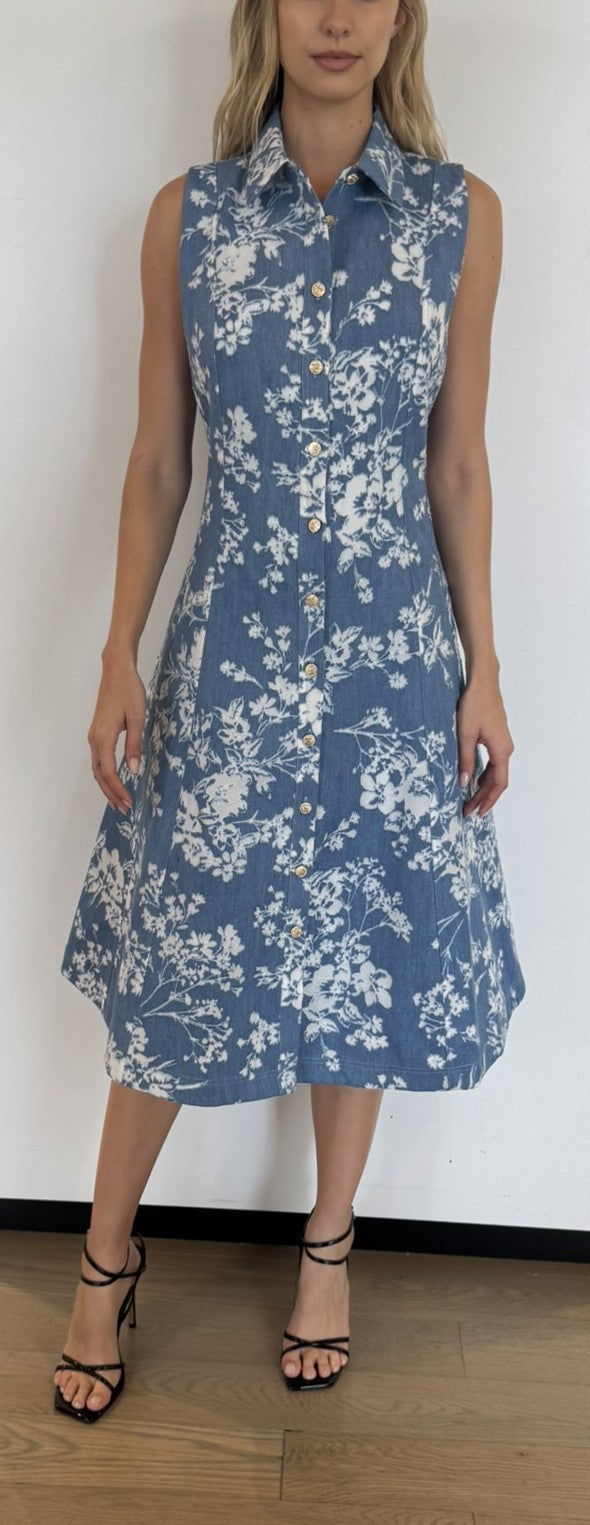 ETR61202 THE GABBY DENIM BURNOUT DRESS