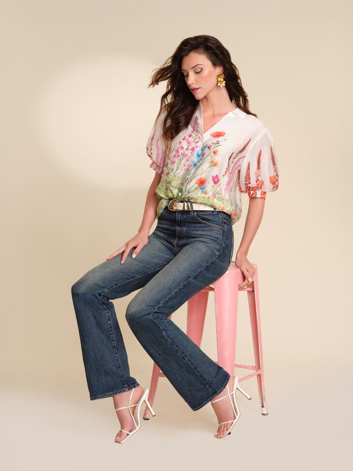 ETR61268 THE LILLA FEATHER FORREST BLOUSE