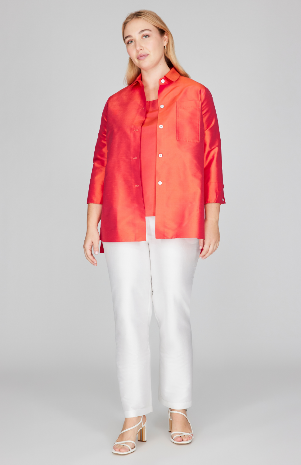 Silk Shantung Narrow Crop Pant w/ Pockets
