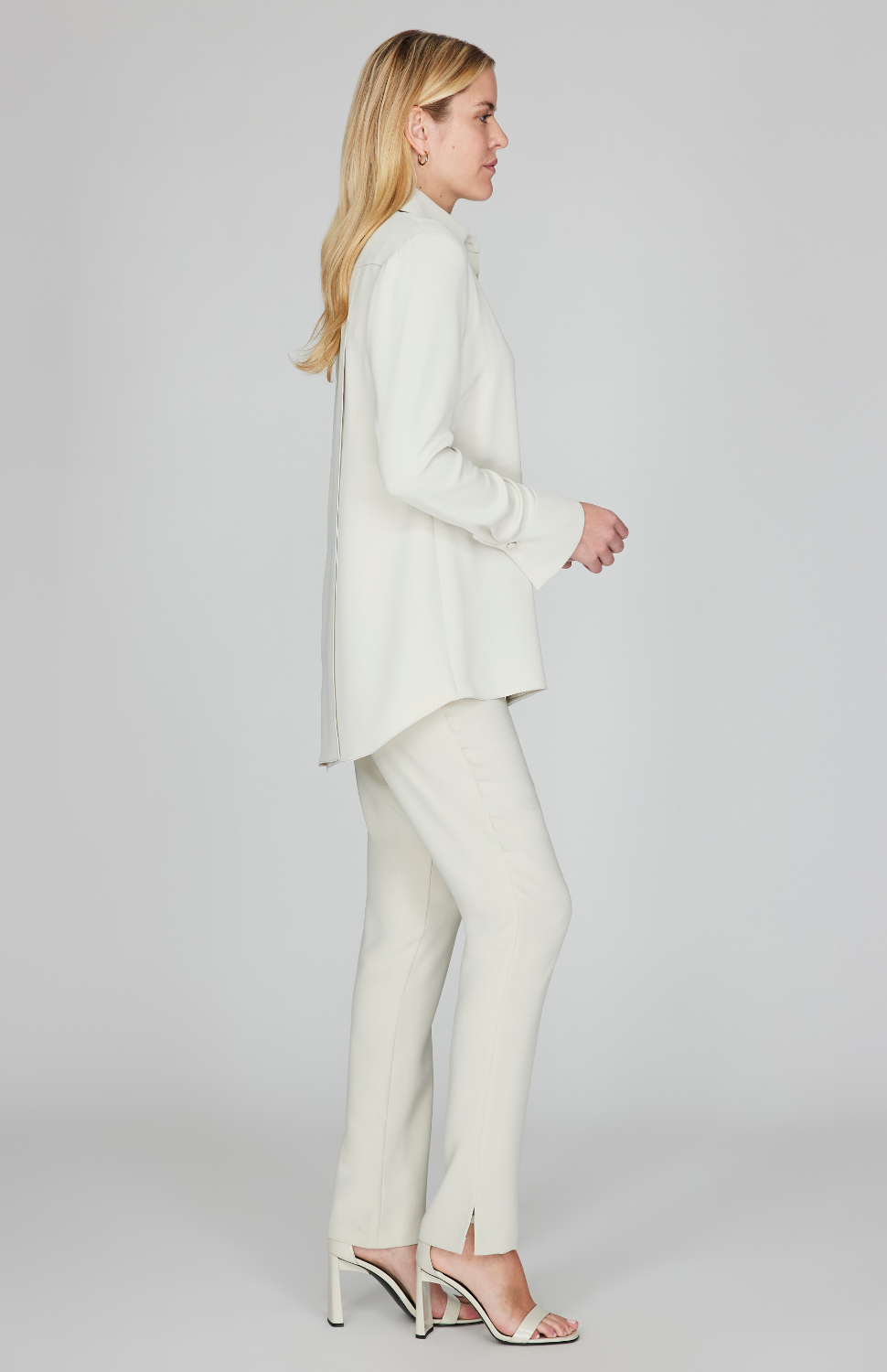 Lustrous Crepe Back Overlap Shirt