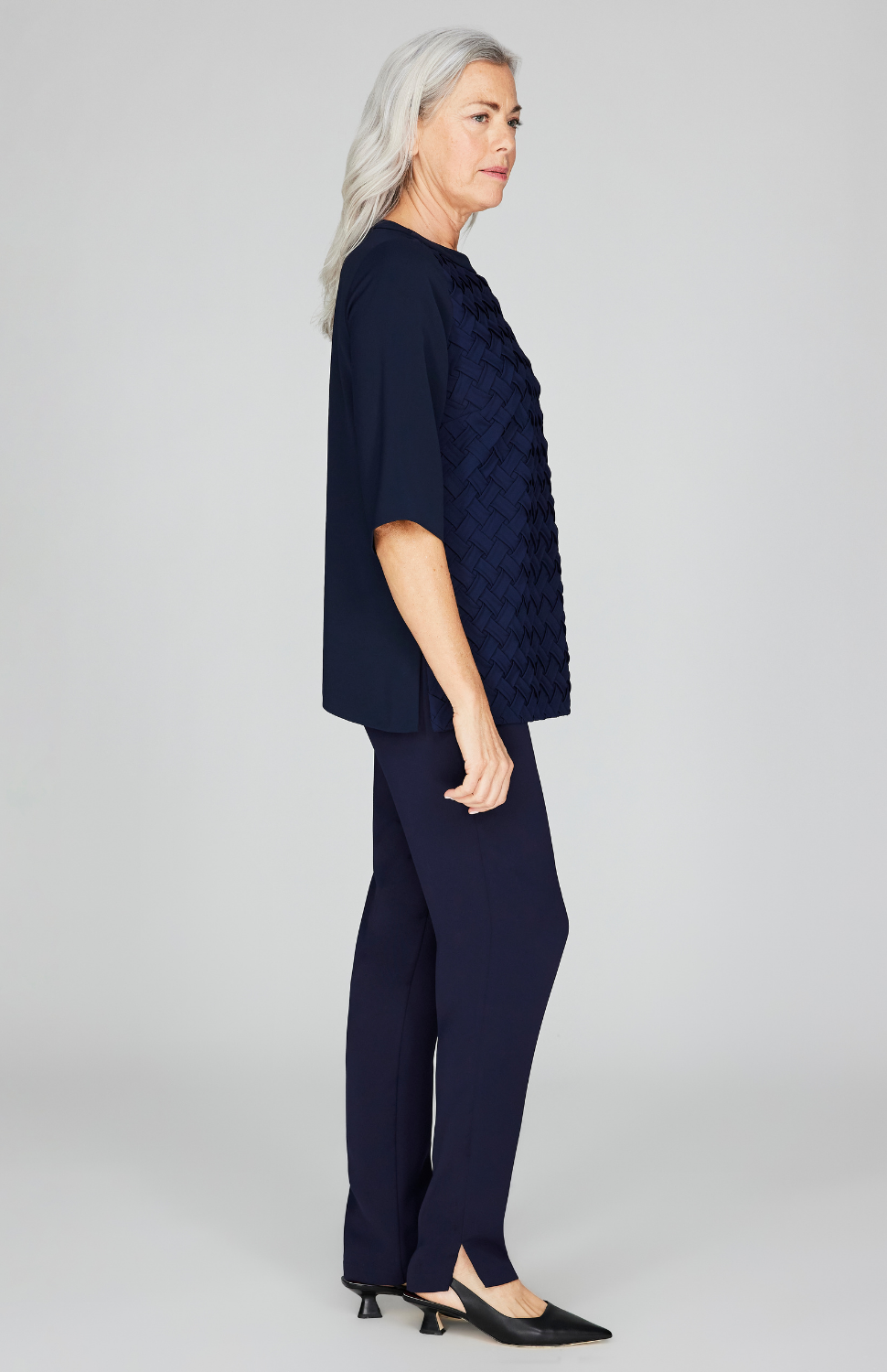 Lattice Smocking 3/4 Sleeve Blouse