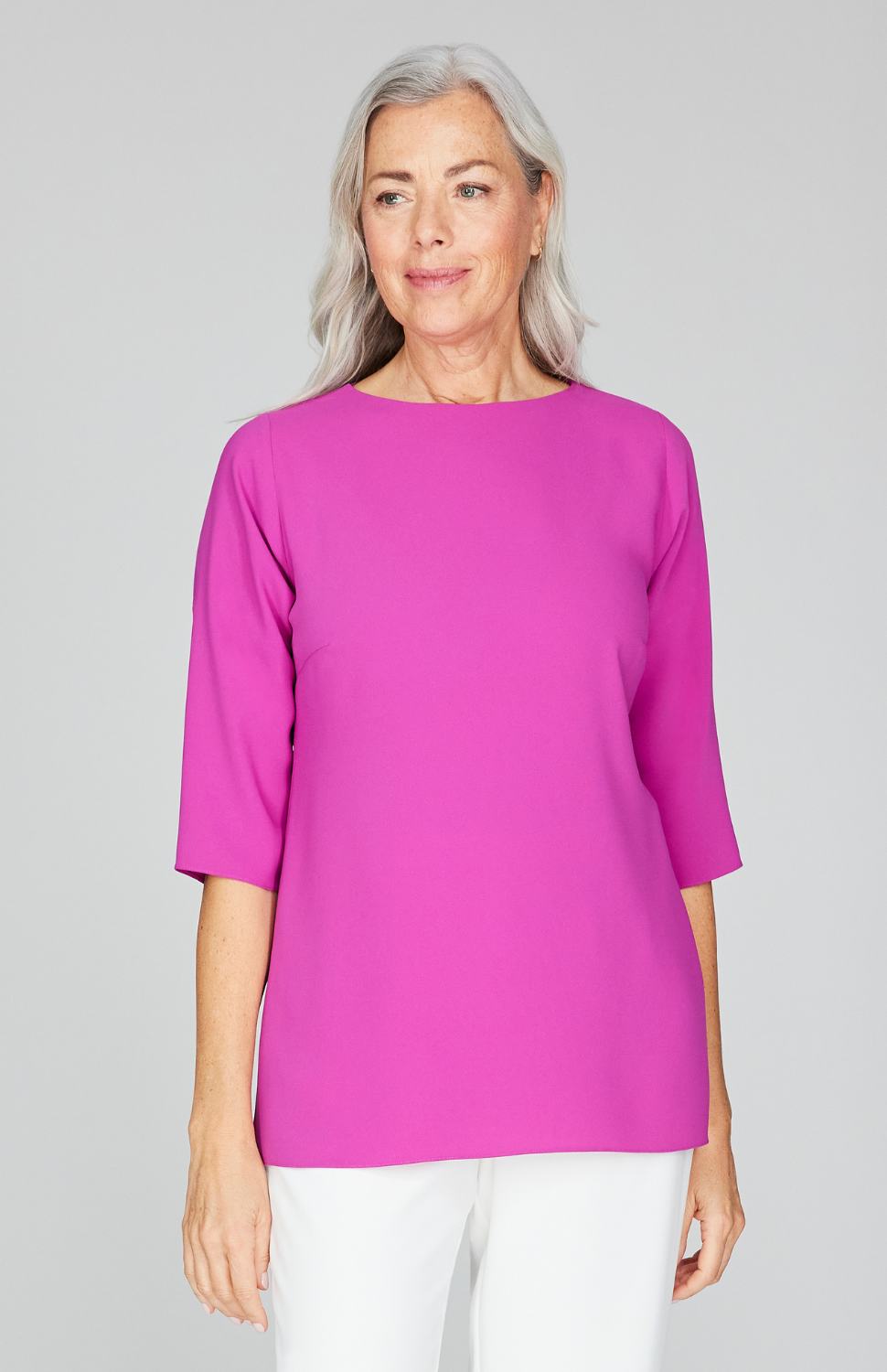 Lustrous Crepe 3/4 Sleeve Blouse