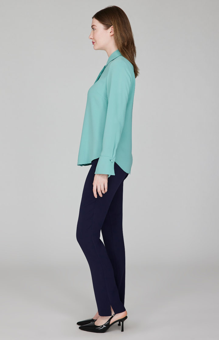 Lustrous Crepe Tailored Button Down Shirt