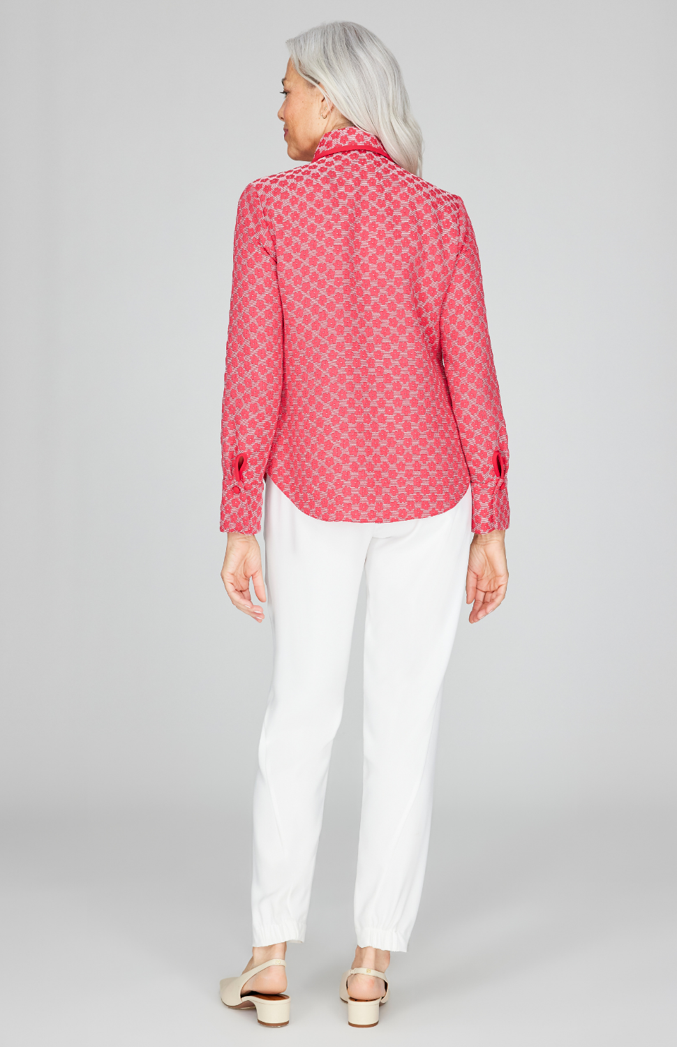 Textured Floral Jacquard Collared Tailored Shirt