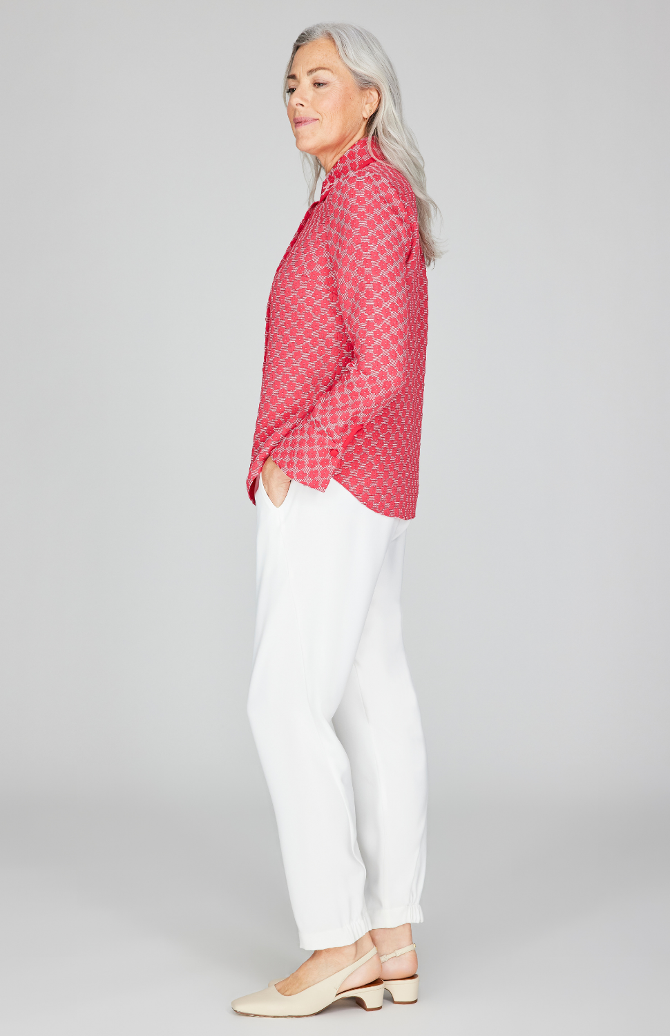 Textured Floral Jacquard Collared Tailored Shirt