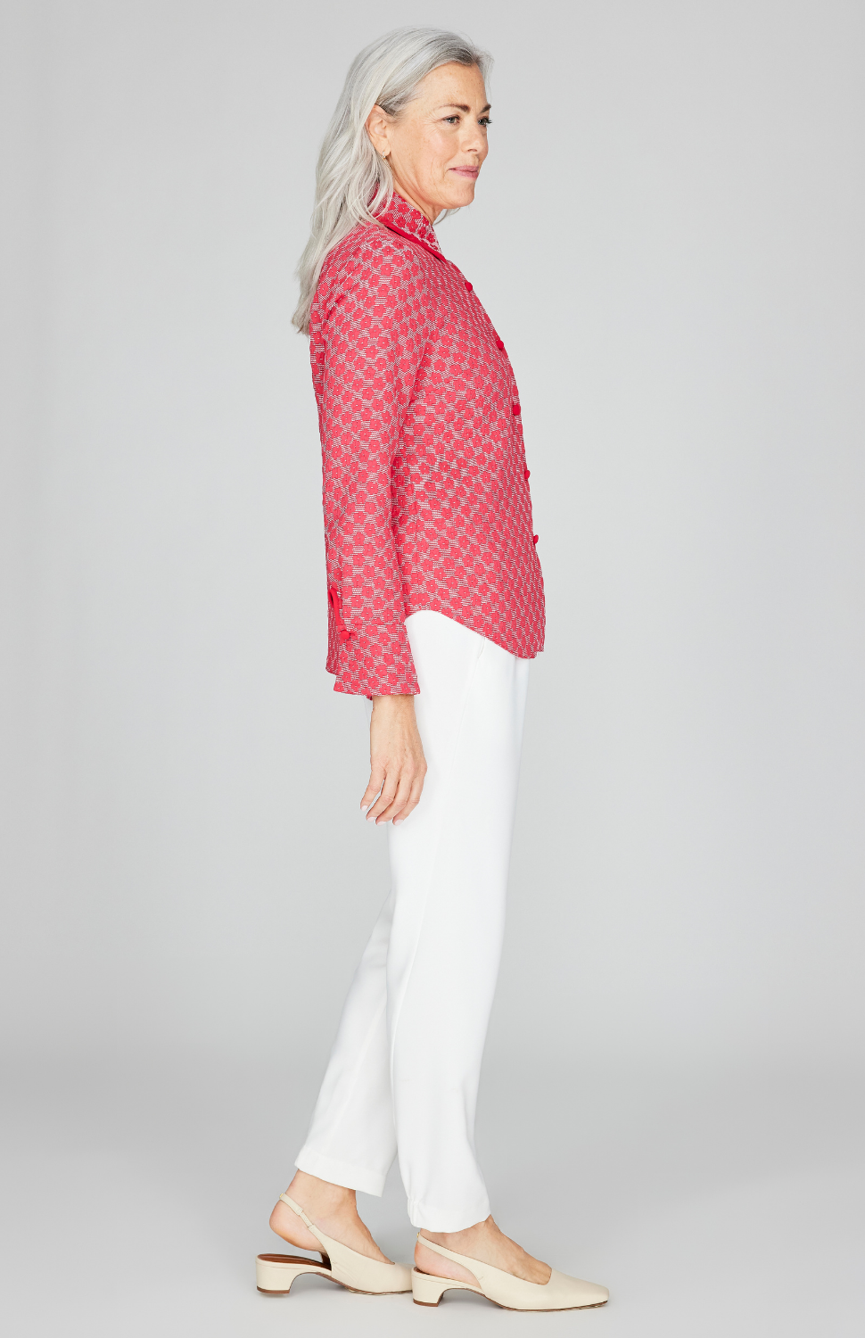 Textured Floral Jacquard Collared Tailored Shirt