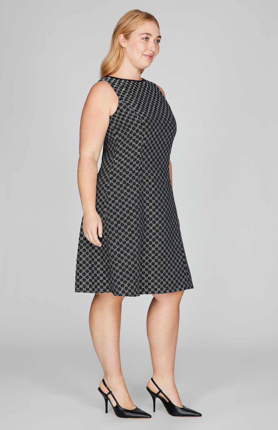 Textured Floral Jacquard Sleeveless Fit & Flare Dress