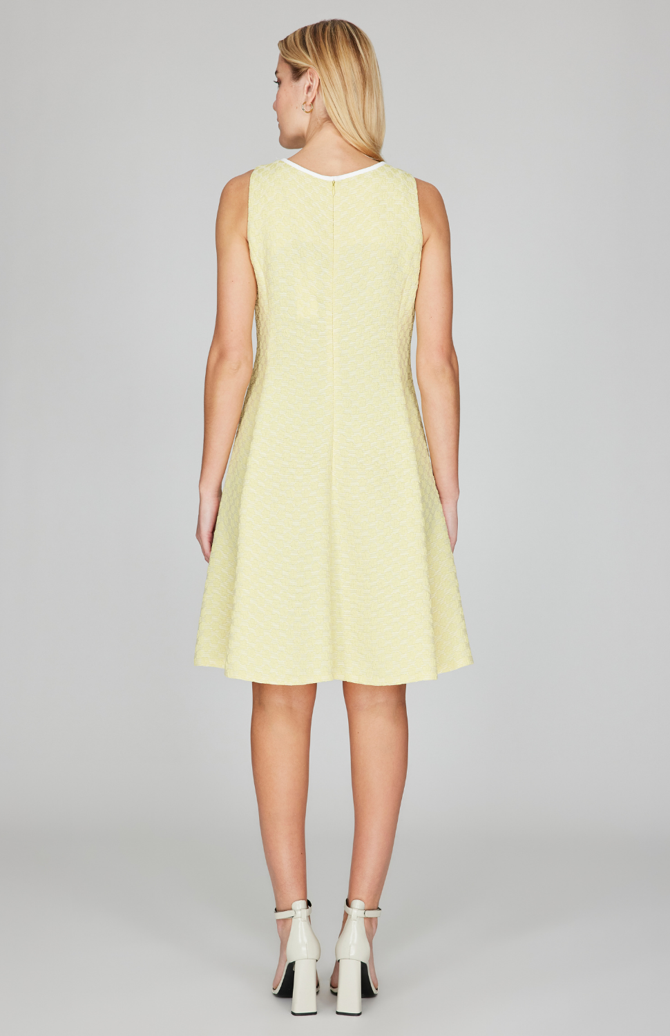 Textured Floral Jacquard Sleeveless Fit & Flare Dress