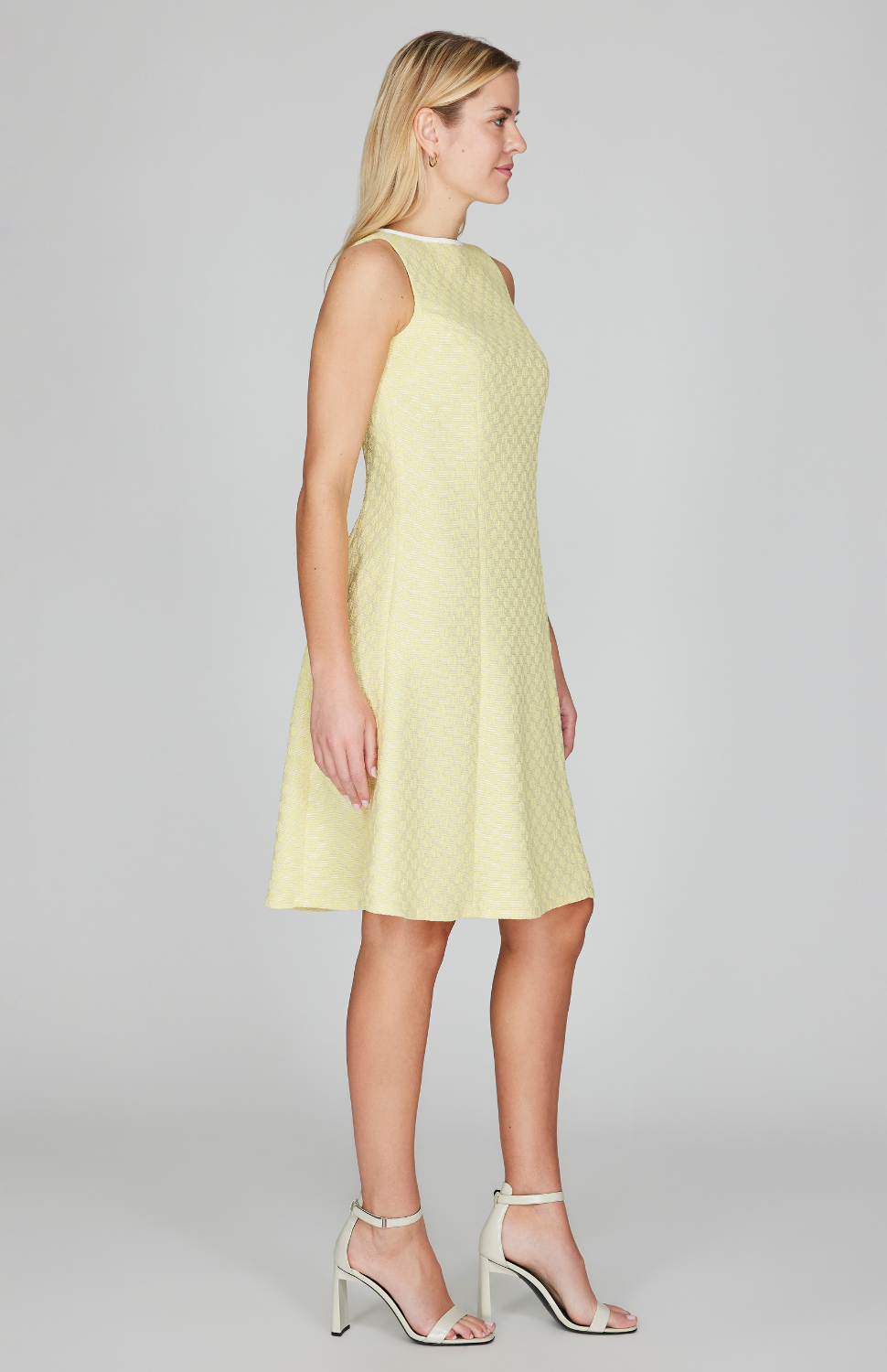 Textured Floral Jacquard Sleeveless Fit & Flare Dress
