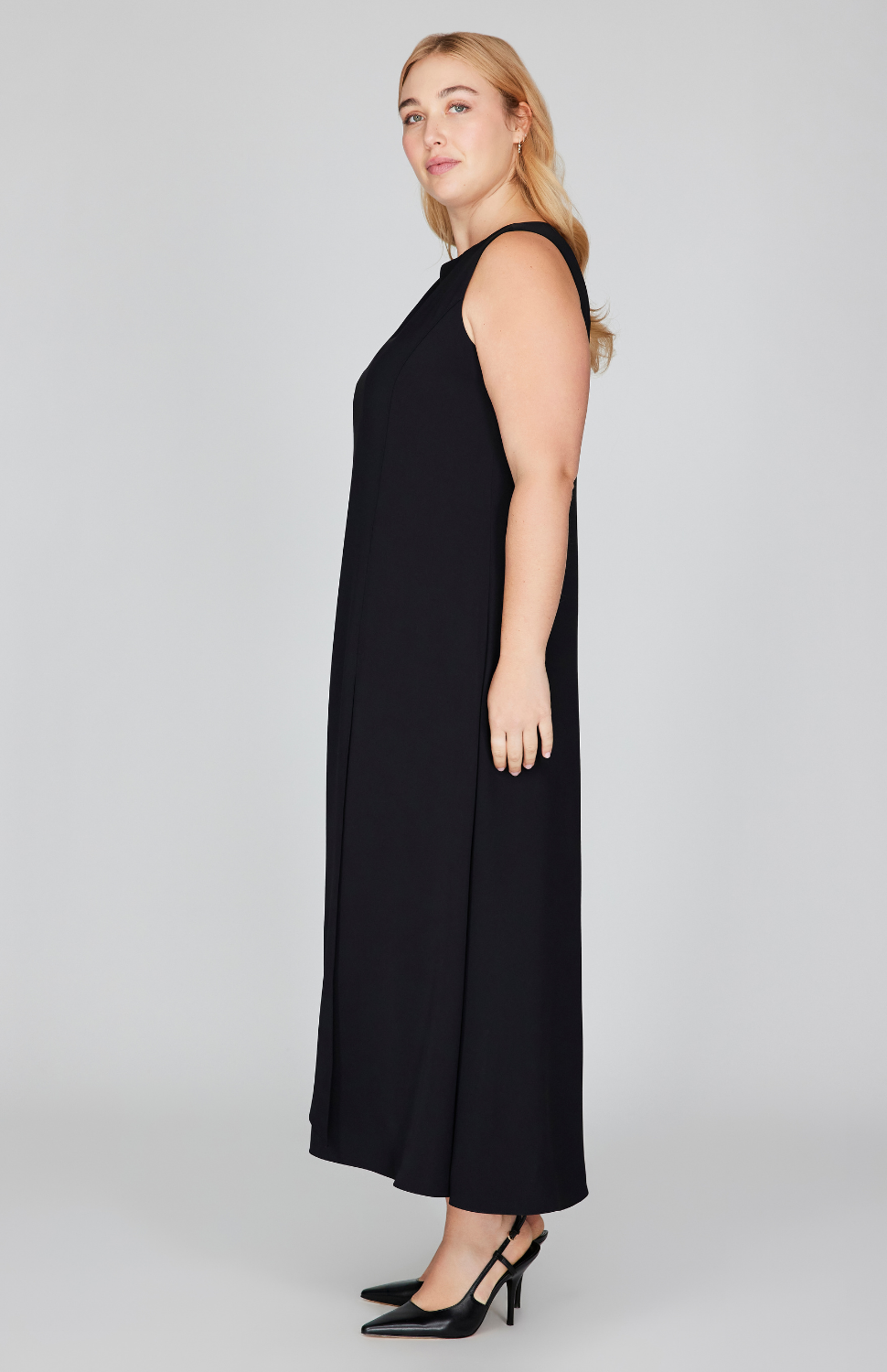 Lustrous Crepe Long Overlap Dress