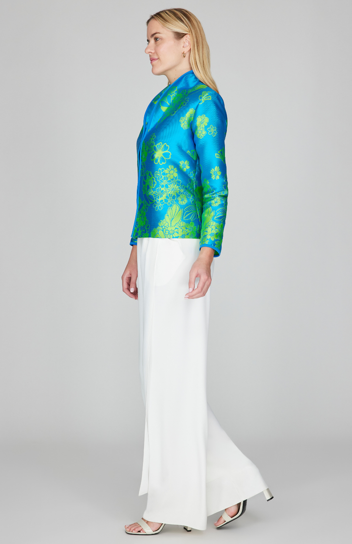 Graphic Flora Jacquard Wing Collar Jacket