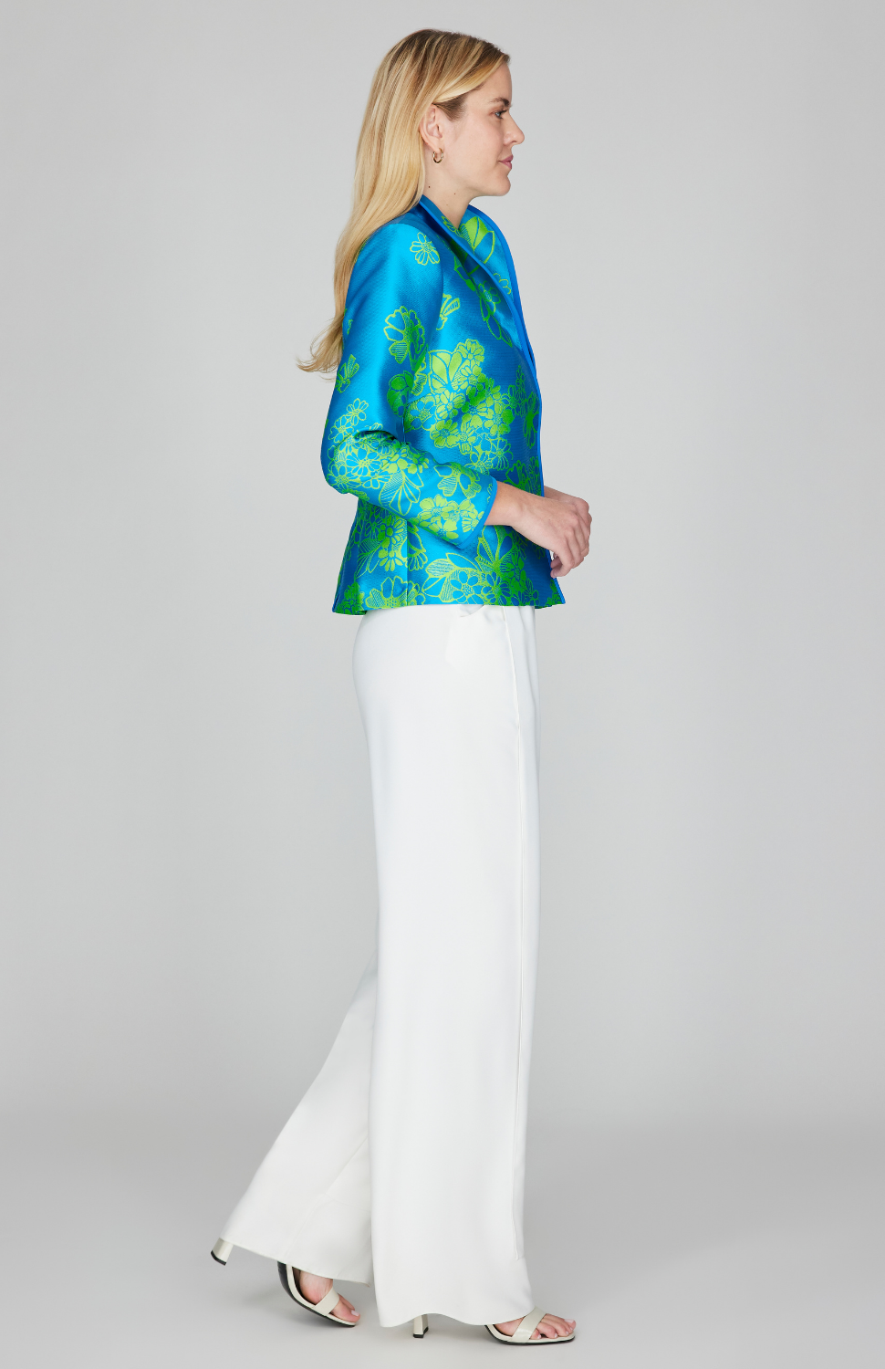 Graphic Flora Jacquard Wing Collar Jacket