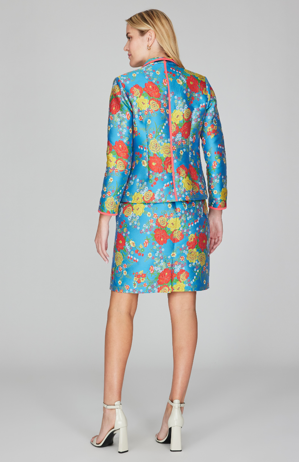 Summer Blooms Jacquard Wing Collar Jacket
