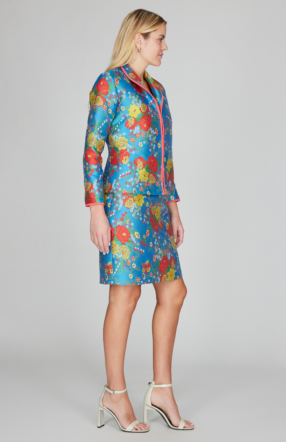Summer Blooms Jacquard Wing Collar Jacket