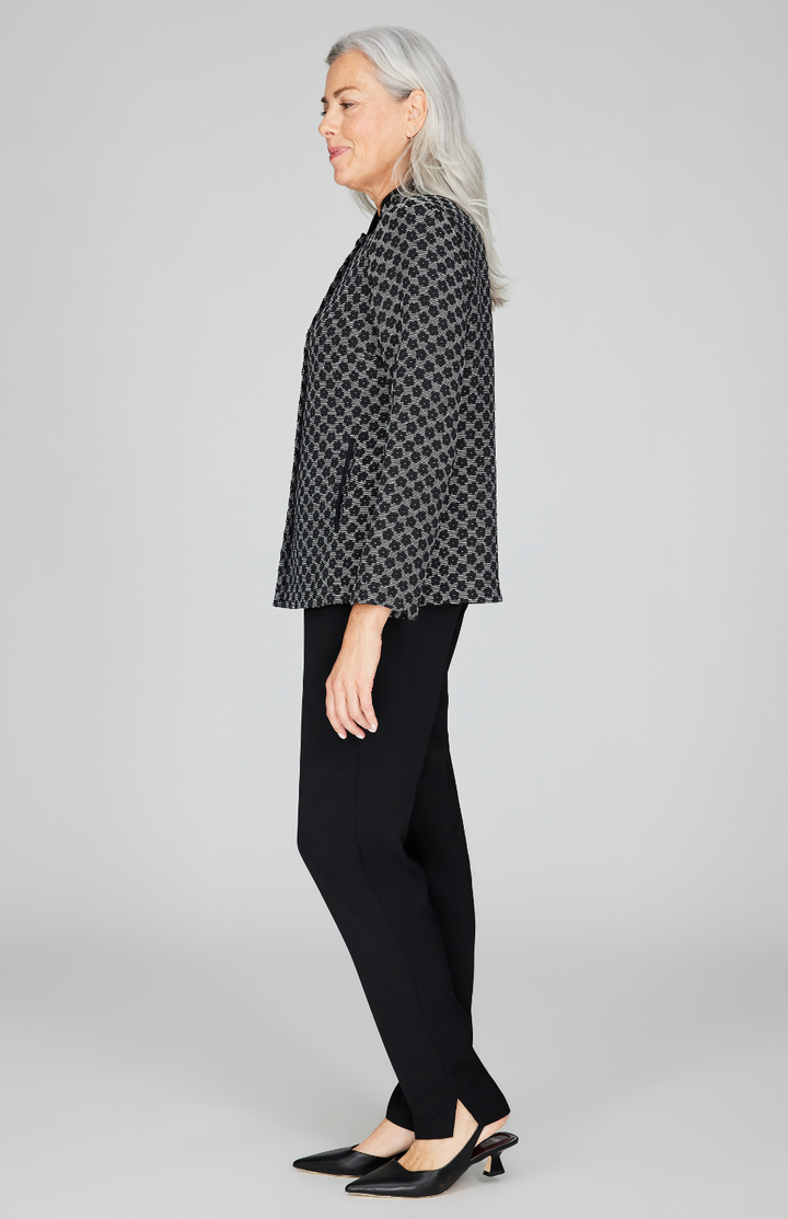 Textured Floral Jacquard Mandarin Collar Jacket