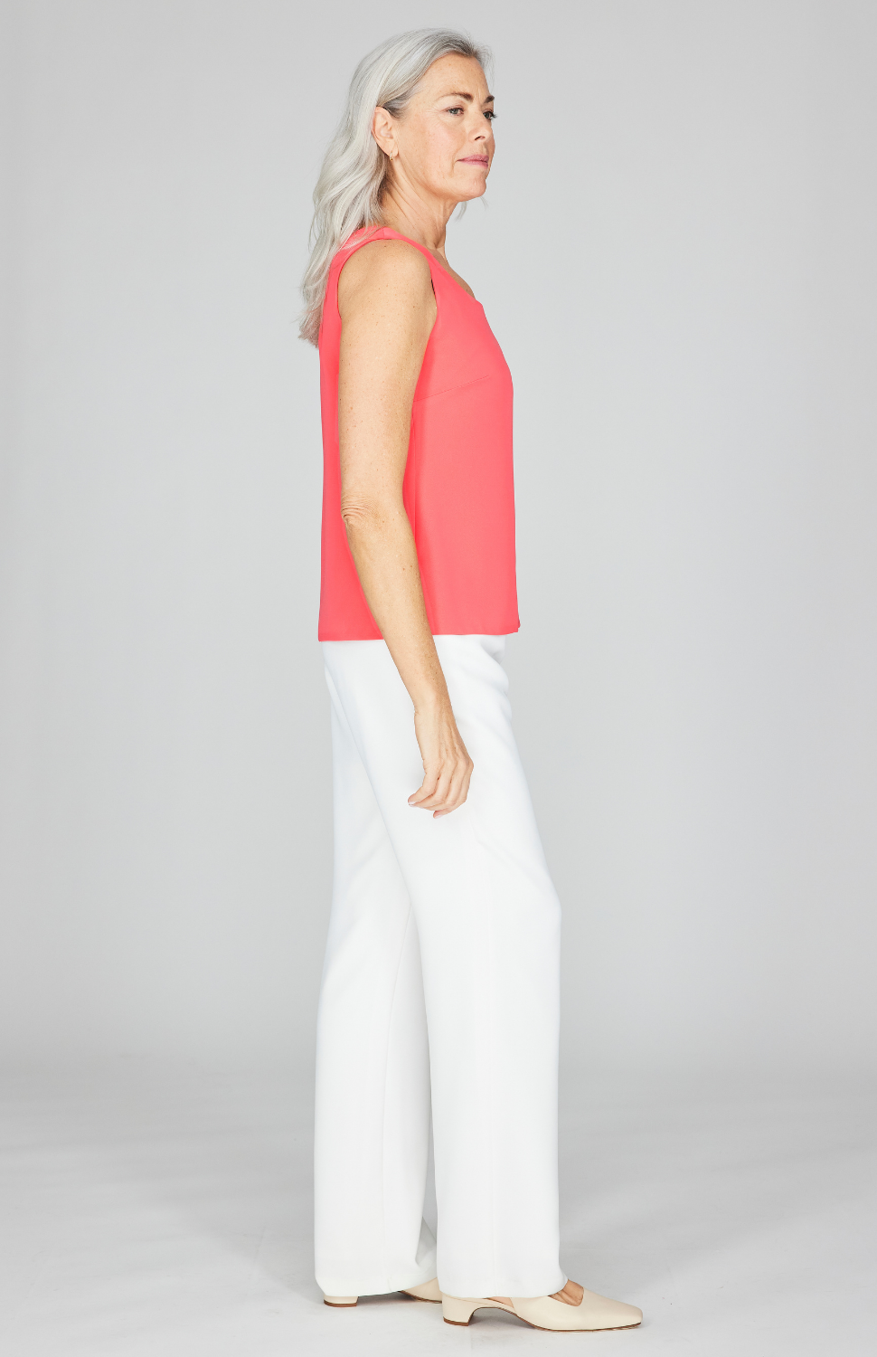 Lustrous Crepe Essential Straight Leg Pant w/Flat Front & Back Elastic